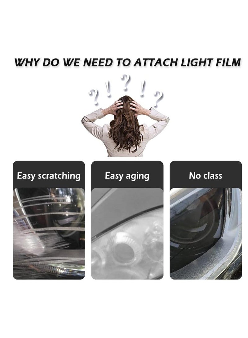 Loquat 2 Rolls Car Light Tint Film Car Headlight Taillight Fog Light Vivid Vinyl Tint Wrap Protector Cuttable Stretchability Non-Marking Self-Adhesive Decals Car Decor 12 X 48inch - Image 5