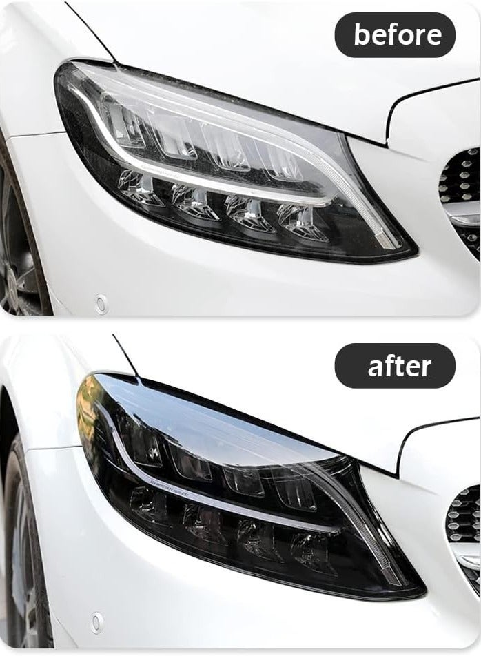 Loquat 2 Rolls Car Light Tint Film Car Headlight Taillight Fog Light Vivid Vinyl Tint Wrap Protector Cuttable Stretchability Non-Marking Self-Adhesive Decals Car Decor 12 X 48inch - Image 2