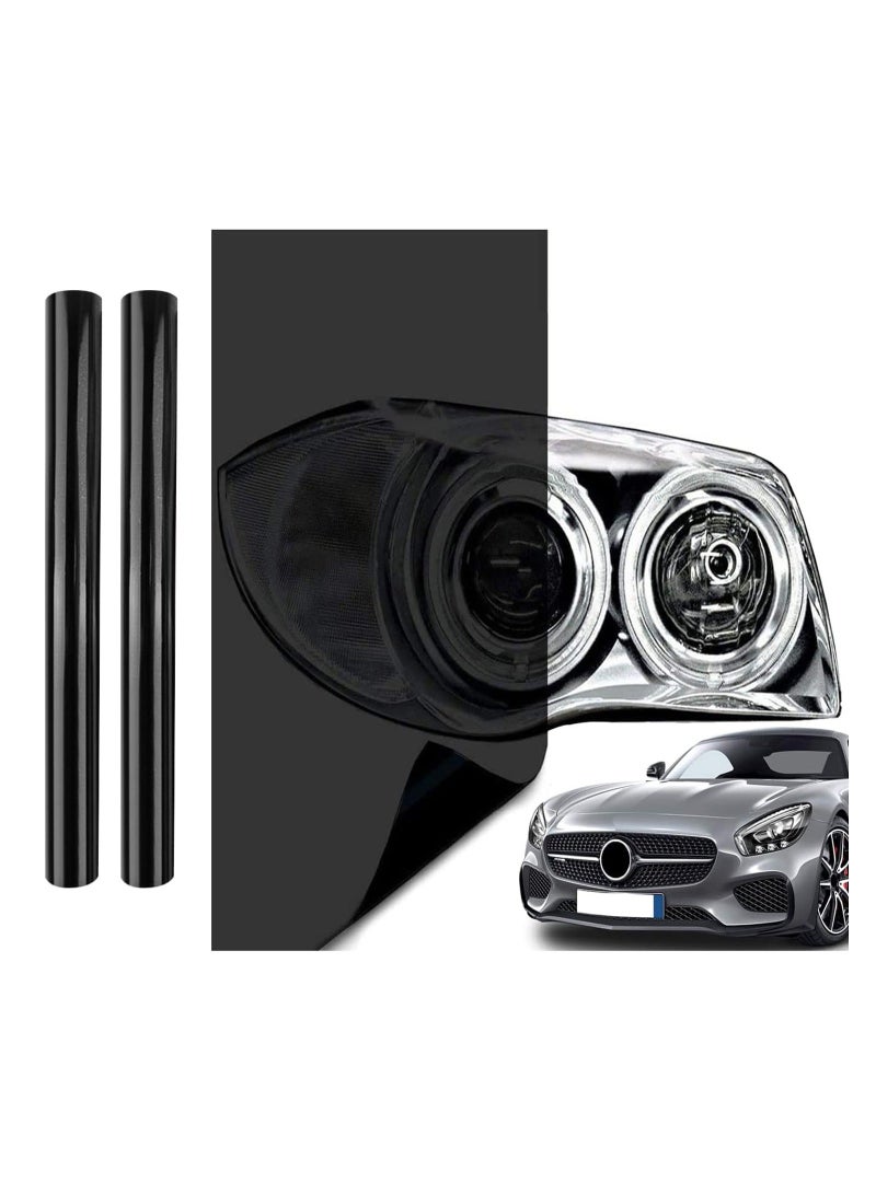 Loquat 2 Rolls Car Light Tint Film Car Headlight Taillight Fog Light Vivid Vinyl Tint Wrap Protector Cuttable Stretchability Non-Marking Self-Adhesive Decals Car Decor 12 X 48inch - Image 1