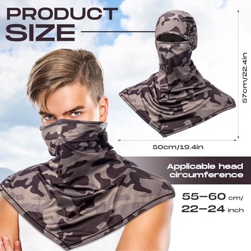 Syhood 6 Pieces Balaclava Face Cover Breathable Long Neck Covers Summer Neck Protector for Men Sun Protection Camouflage and Pure Color - Image 3