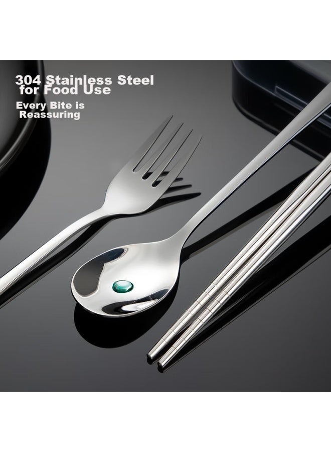 JD.com Jd Jingzao 304 Stainless Steel Portable Cutlery Pull-out Chopsticks Storage Box, Student Personal Cutlery Quick-open Chopsticks Spoon Fork Box - Image 2