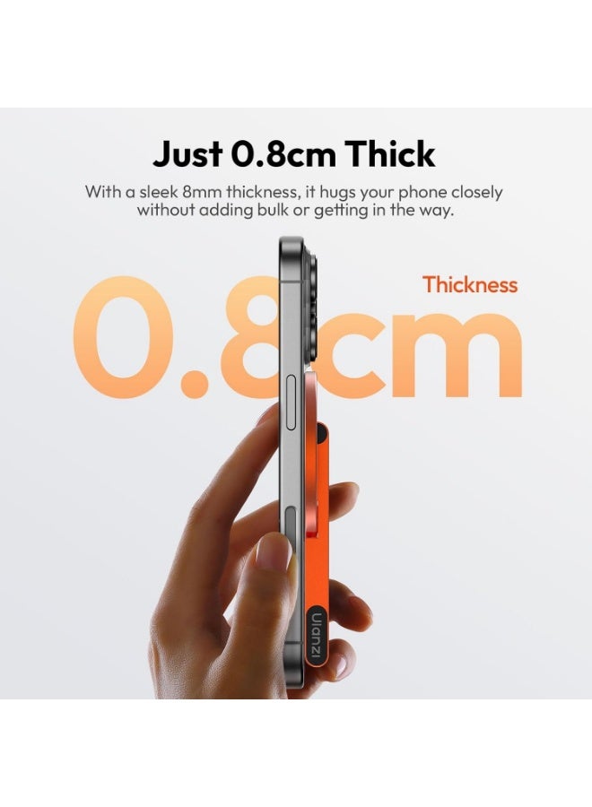 ULANZI MA60 Magnetic Phone Tripod Stand for iPhone - Aluminium Smartphone Mini Tripod Pocket Cell Phone Stand Strong Magnet Quick Mount Compatible with iPhone 16 15 14 13 15 Series, Orange - Image 4