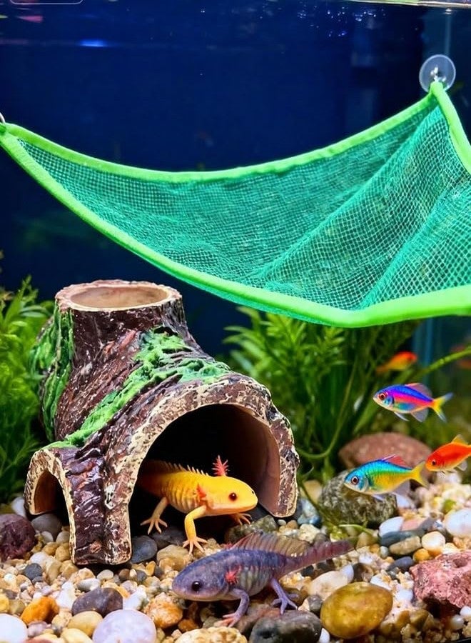 Fejapa 10-Piece Axolotl Habitat Enrichment Set with Hammock, Hideout, Floating Ball, Float Net, Entertain Rings, Nylon Mesh with Suction Cup for Fish Tank Axolotl Hide for Aquarium - Image 5