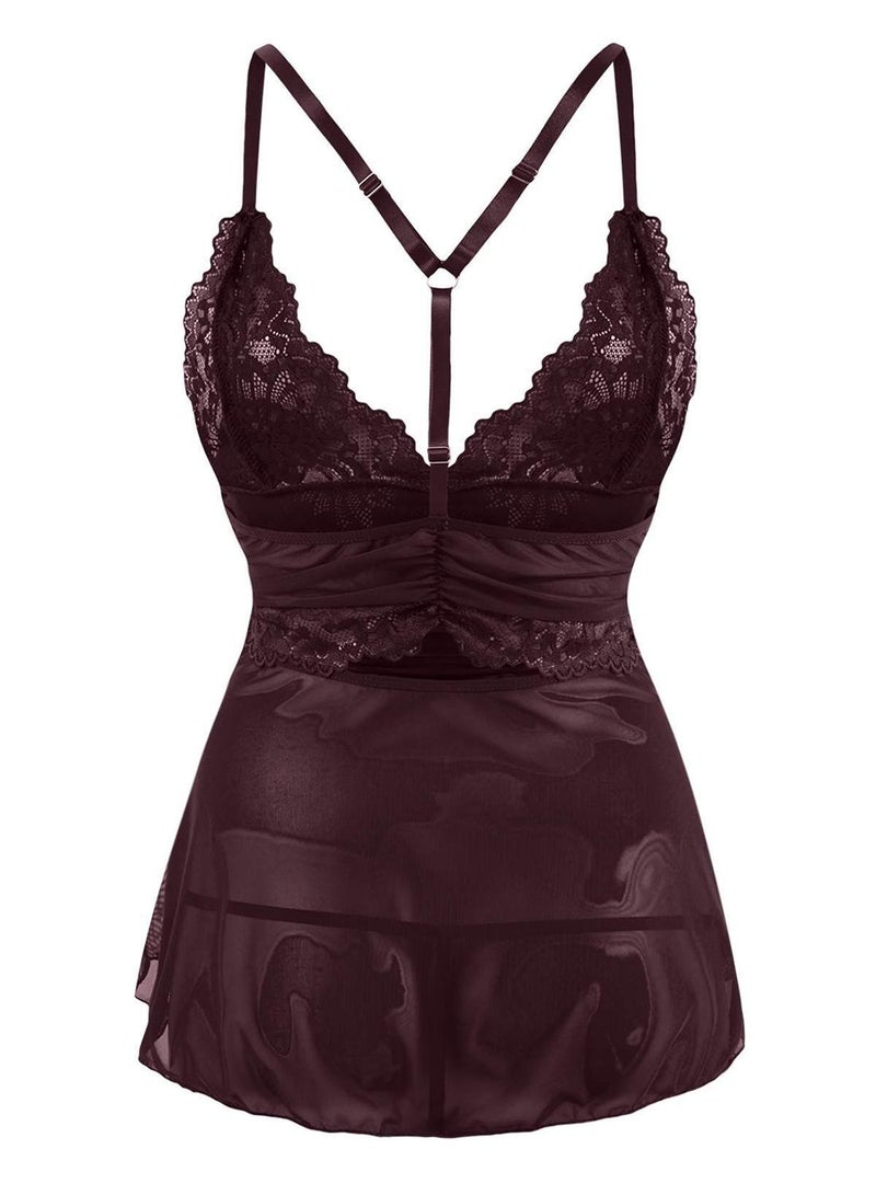 trendyol Plum Tulle Lace Babydoll/Fantasy Nightgown - Image 4