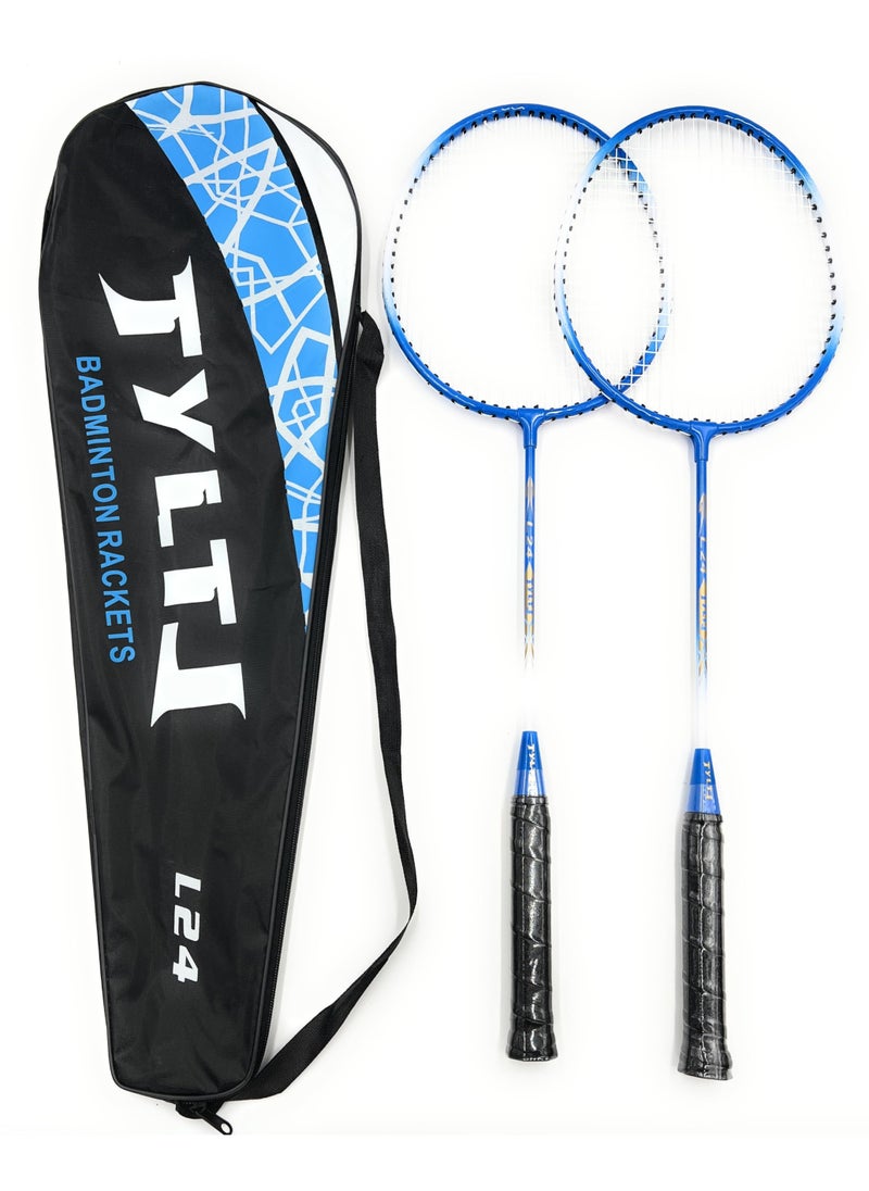 TYLT Set of 2 Kids Badminton Lightweight Durable Metal Racquet for Kids Boys Girls Beginner Racquet Training Set with Carry Bag for Indoor Outdoor Beach Park Picnic Fun Play Exercise Activity  - Image 1