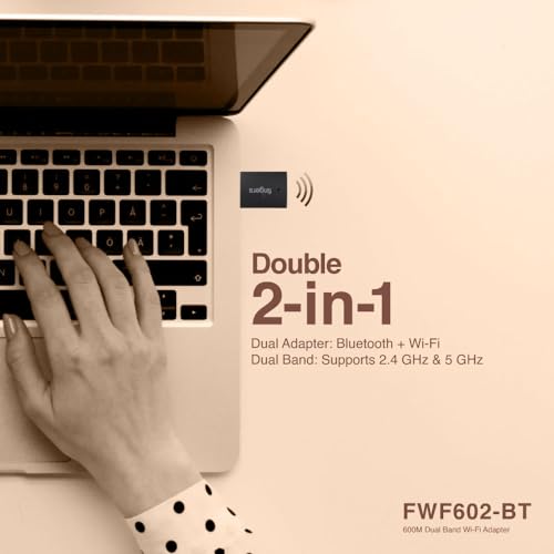 FINGERS FWF602-BT Dual Band USB Adapter (Dual Band - Supports 2.4 GHz & 5 GHz, Dual Connectivity Bluetooth & Wi-Fi, Windows & Linux (Intel Platform) Compatible, Simple Plug-n-Play) - Image 2