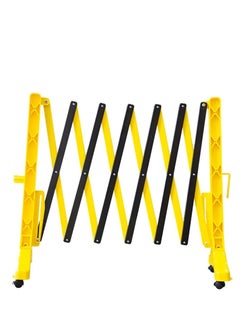 Berry Foldable Safety Barrier 350CM Yellow | Expandable Plastic Barricade for Pedestrian Safety | Portable Mobile Fence with 4 Wheels