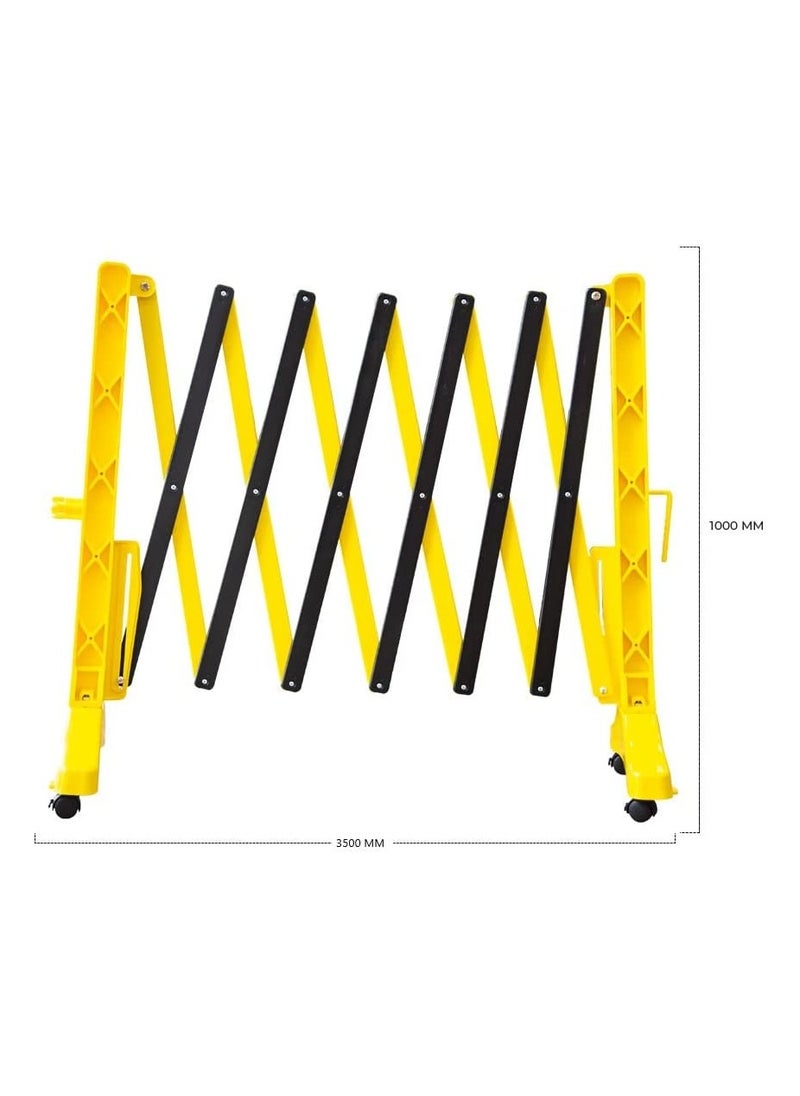BERRY - Berry Foldable Safety Barrier 350CM Yellow | Expandable Plastic Barricade for Pedestrian Safety | Portable Mobile Fence with 4 Wheels - Image 1