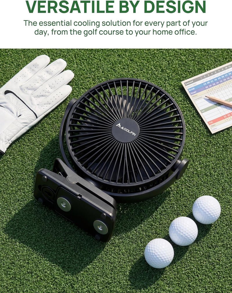MAGOLFIN 8-Inch Magnetic Clip-On Fan for Golf Cart - 12000mAh Battery Operated with 5 Speeds and LED Lantern - Image 5