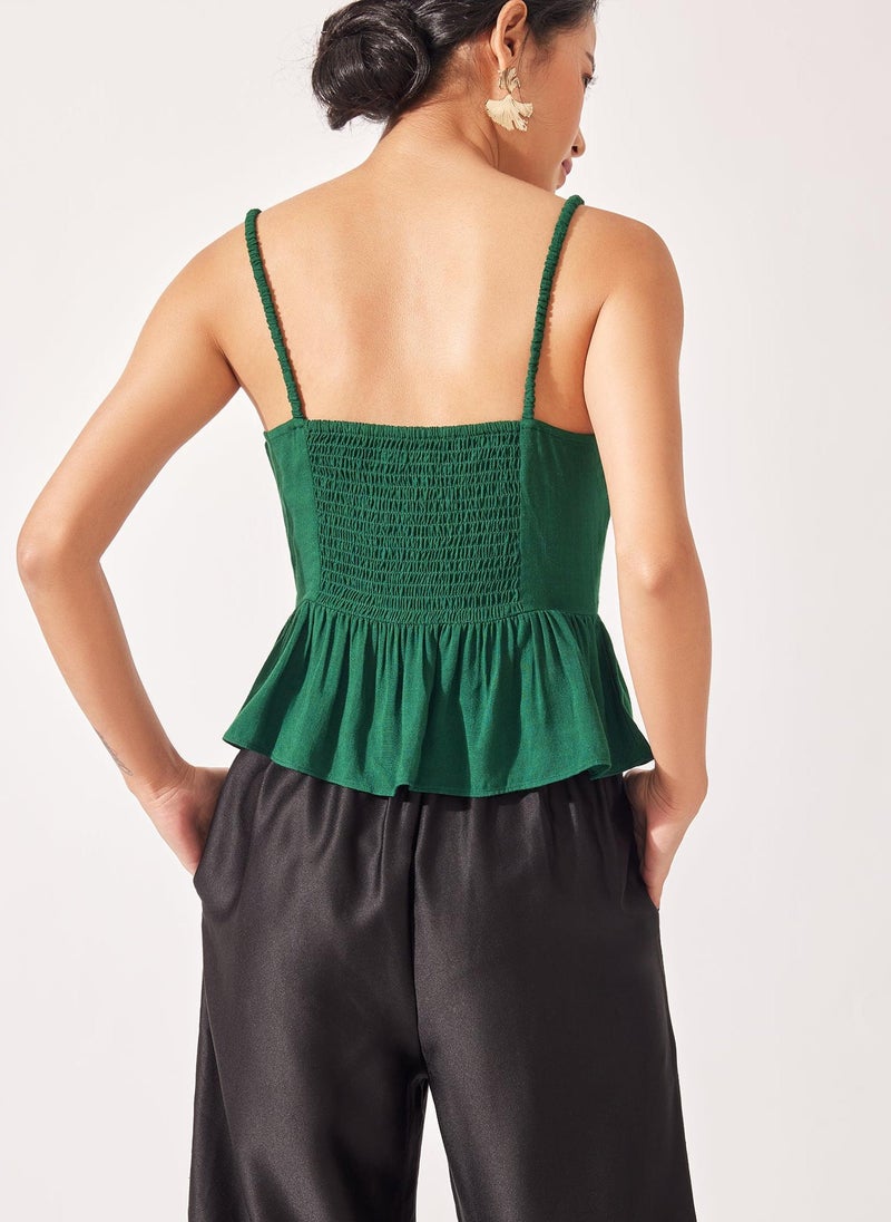 ذا ليبل لايف بلوزة كامي خضراء مطرزة بخصر واسع - Image 5