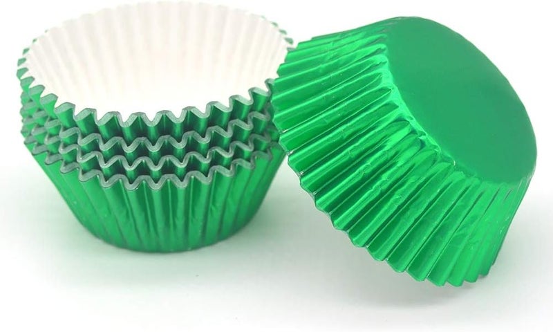 Mombake Standard Green Foil Cupcake Liners Muffin Baking Cups for Party and More, 100-Count - Image 1