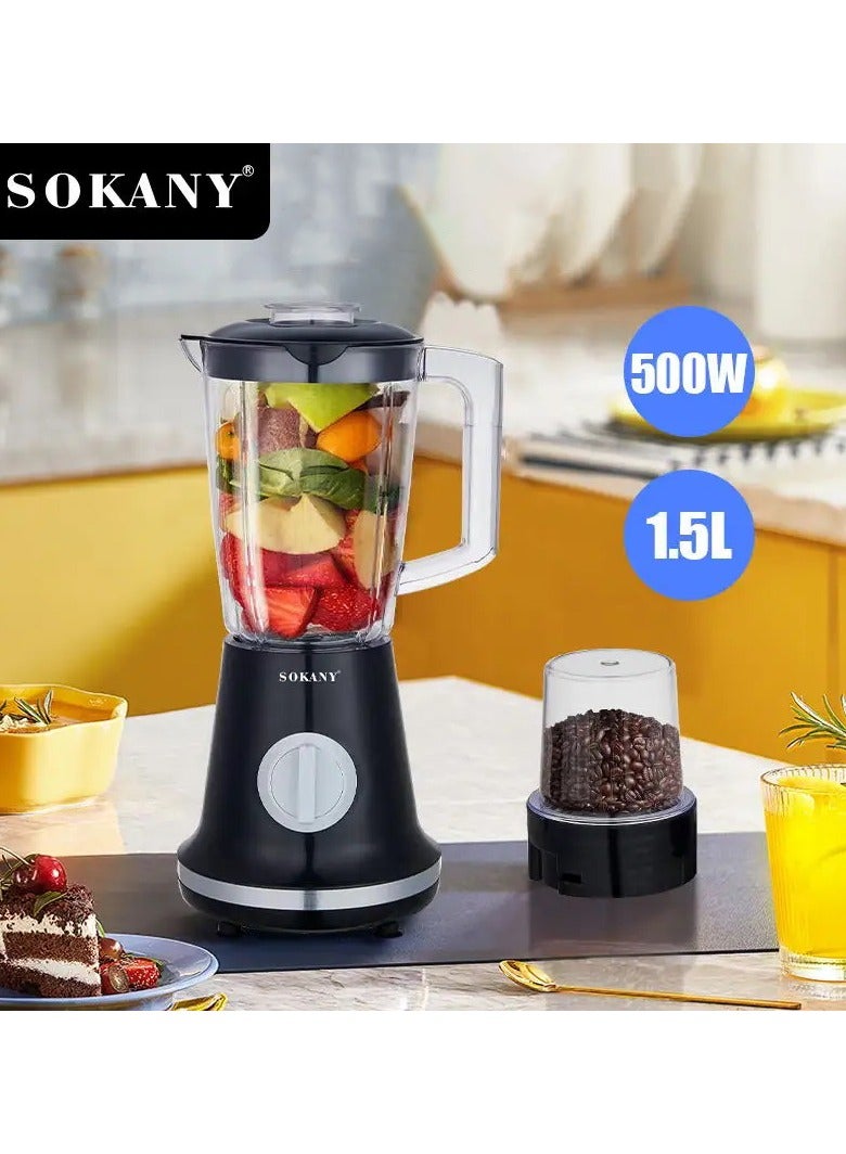 sokany 2-in-1 1.5L High Power Blender Mixer Electric Juicer Machine Smoothie Blender Food Processor Personal Juice Blender - Image 1