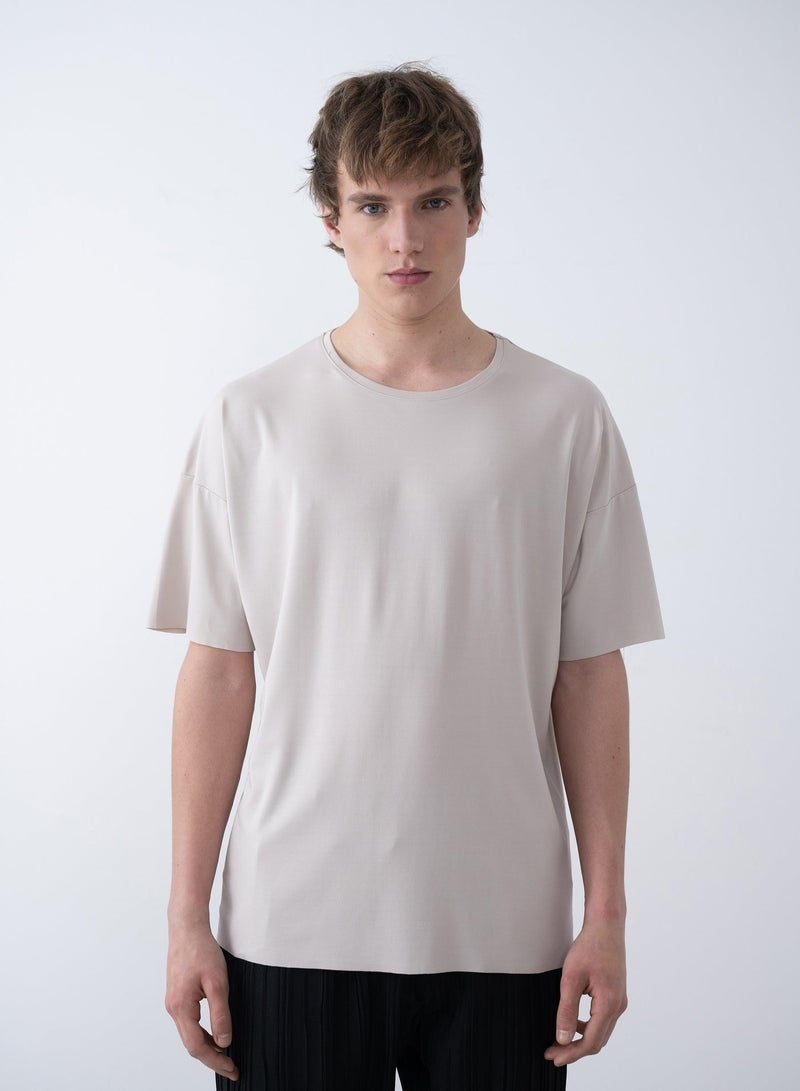 Marrakech Short Sleeves Round Neck T-Shirt for Men – Beige - Image 1