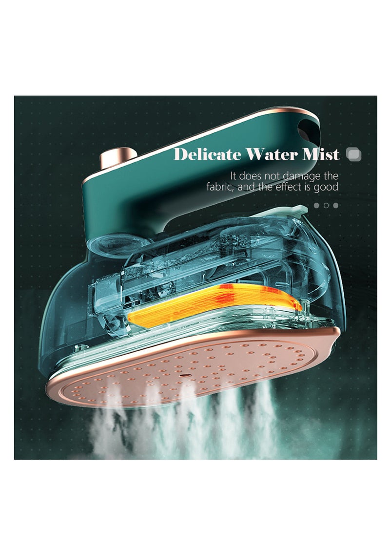Portable Handheld Steam Iron Mini Travel Iron Fabric Garment Iron Hanging Ironing Wrinkles Removing Lightweight Steamer for Home Office Travel Green  - Image 2