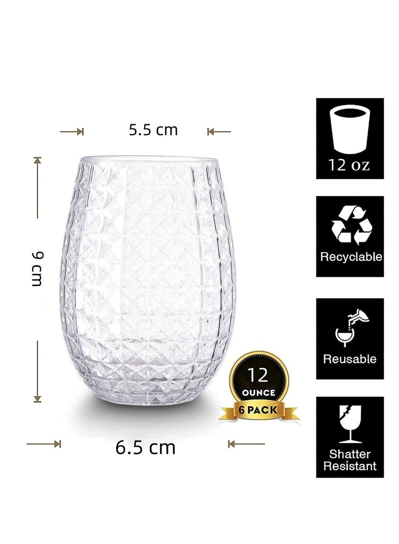SYOSI Plastic Glasses Stemless Set of 6, 16 oz Pretty Shatterproof Fruit Juice Drinking Glass, Unbreakable Reusable & Recyclable for Outdoor Pool Party Weddings - Image 4