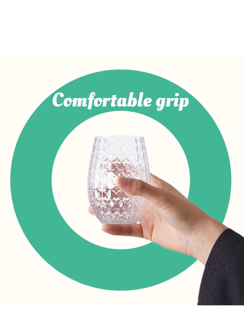 SYOSI Plastic Glasses Stemless Set of 6, 16 oz Pretty Shatterproof Fruit Juice Drinking Glass, Unbreakable Reusable & Recyclable for Outdoor Pool Party Weddings - Image 2