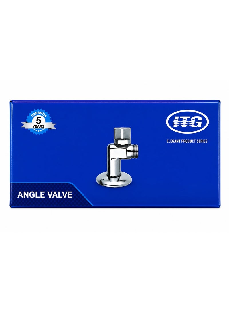 ITG Premium Chrome Angle Valve Set with Wall Flanges, Heavy Duty Brass Water Shut Off Valves for Bathroom, Toilet, Bidet Spray & Kitchen Use, Rust Resistant, 5 Year Warranty - Image 2