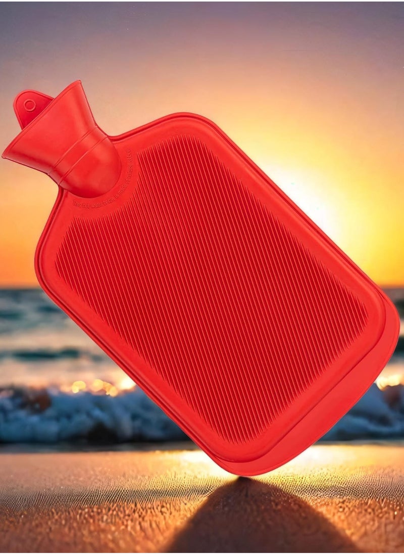 Sumbow Hot Water Bag in Hot & Cold Therapies, 2L Hot Water Bag for Menstrual Cramps, Neck and Shoulder Pain Relief, Hand Feet Warmer Color Red.  - Image 2