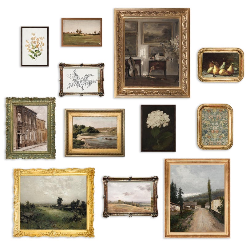 KBKBART Vintage Wall Art Prints, French Country Wall Decor Countryside Landscape Antique Canvas Painting, Vintage Botanical Art Prints, Rustic Farmhouse Decor Wall Art for Bathroom, Bedroom Gallery-UNFRAMED - Image 1