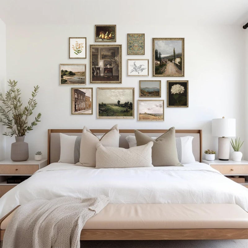 KBKBART Vintage Wall Art Prints, French Country Wall Decor Countryside Landscape Antique Canvas Painting, Vintage Botanical Art Prints, Rustic Farmhouse Decor Wall Art for Bathroom, Bedroom Gallery-UNFRAMED - Image 5