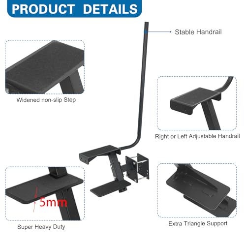 OUTPRIZE Boat Trailer Step, Heavy Duty Steel 2 Steps Ladder for Boat Trailer Tongue with Handrail, 450lbs Capacity, Black - Image 4