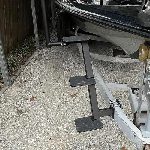 OUTPRIZE Boat Trailer Step, Heavy Duty Steel 2 Steps Ladder for Boat Trailer Tongue with Handrail, 450lbs Capacity, Black - Image 5