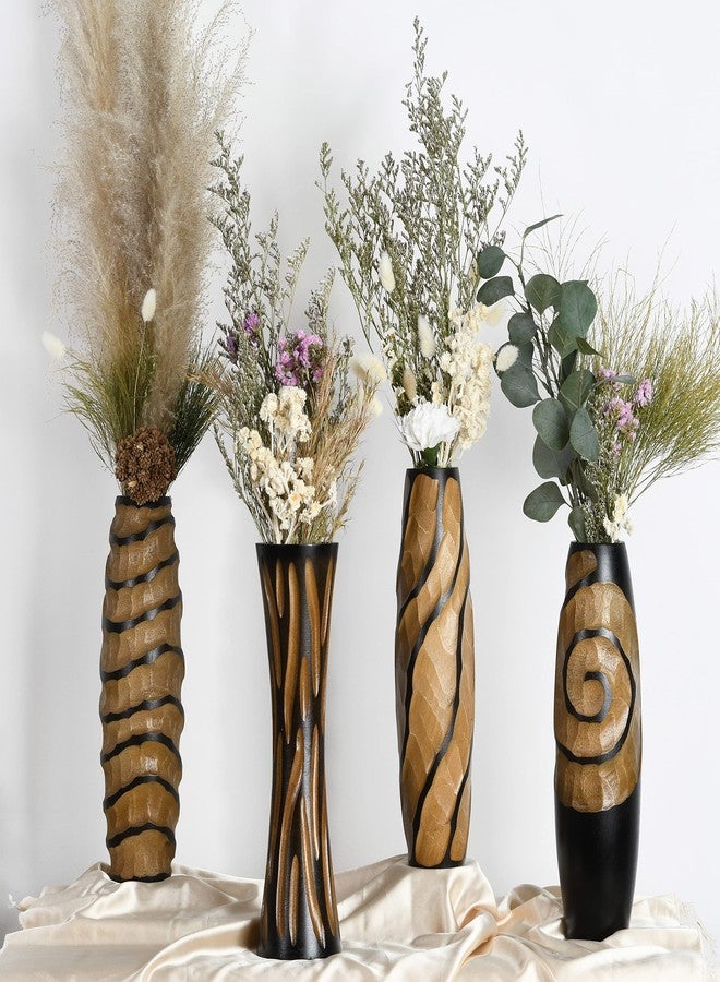 Aeravida Locally Slanting 14-inch Mango Wood Concaving Vase | Modern Flower Vase | Mango Tree Wood Kitchen Decor | Handmade Vase | Carved Shaped Vase | Gift for Special Day - Image 5