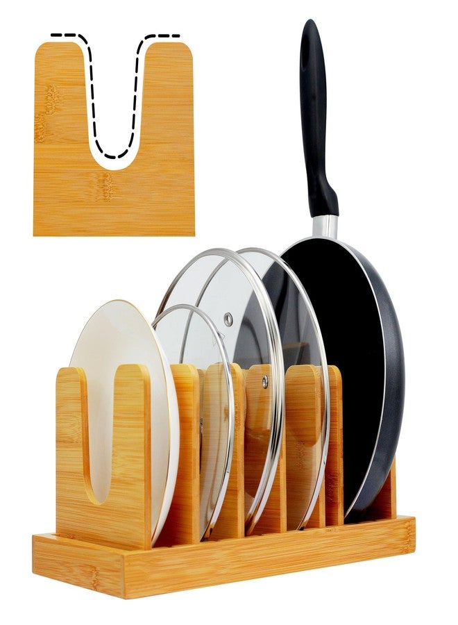 MinBoo Bamboo Pot Lid Organizer Pot Lid Holder, Pot and Pan Organizer Drawer Organizer for Pot Lids, Pans, Cutting Boards & Baking Sheets, Dinner Plates - Image 1