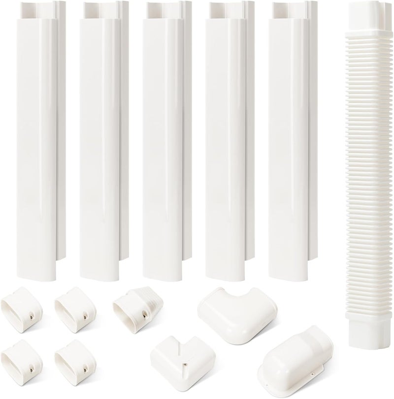 HOXHA 3" W 10Ft L Mini Split Line Set Cover Kit Air Conditioners Decorative PVC Slim Line Cover for Central AC & Heat Pumps Systems Tubing Cover - Image 1