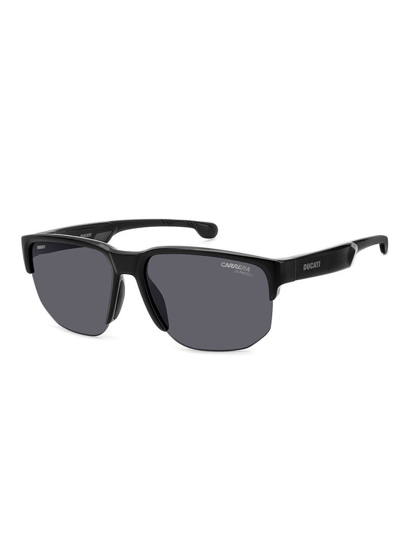 Carrera x Ducati Carrera Ducati CARDUC 028/S Men’s Square Sunglasses – 63 mm Matte Black Frame – Grey Lens  - Image 1