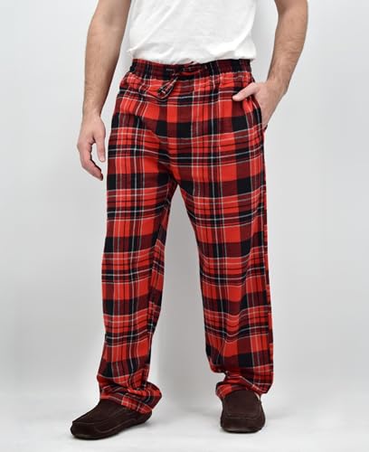 Andrew Scott Men's 3 Pack Cotton Flannel Fleece Brush Pajama Sleep & Lounge Pants (Medium, 3 Pack- Plaid -Slate Blue/Forrest Green/Red) - Image 2