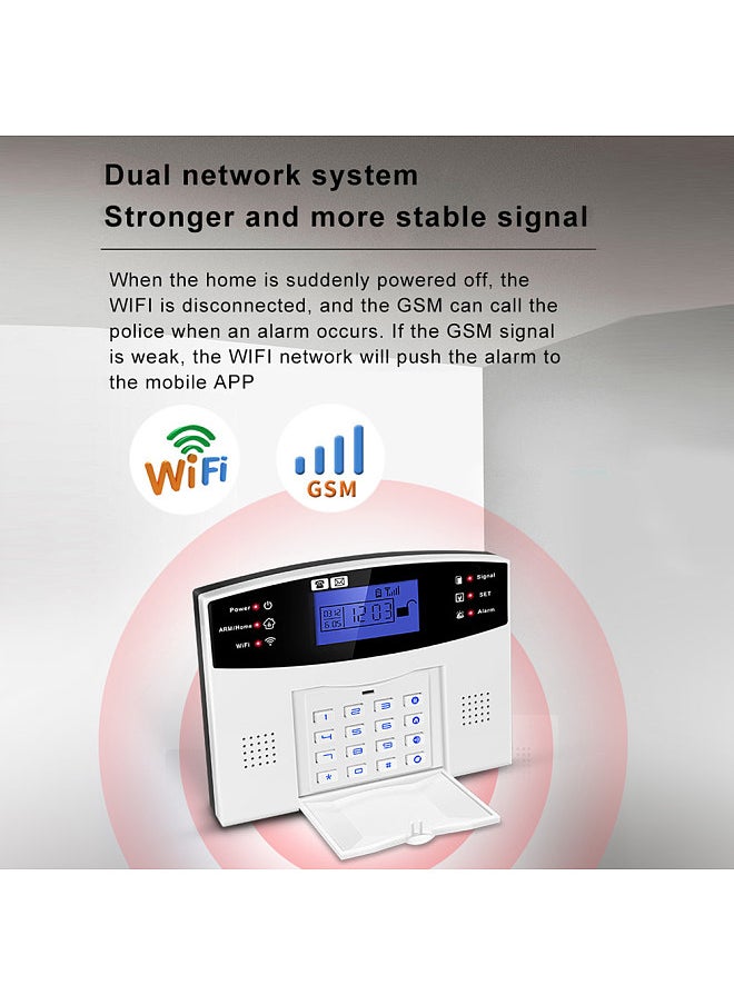 Generic - Security Alarm System  Kit Auto Dial GSM+WiFi Home Security Wireless Alarm System GSM Home Security Alarm System Motion Sensor Door/Window Sensor Remote Control - Image 1