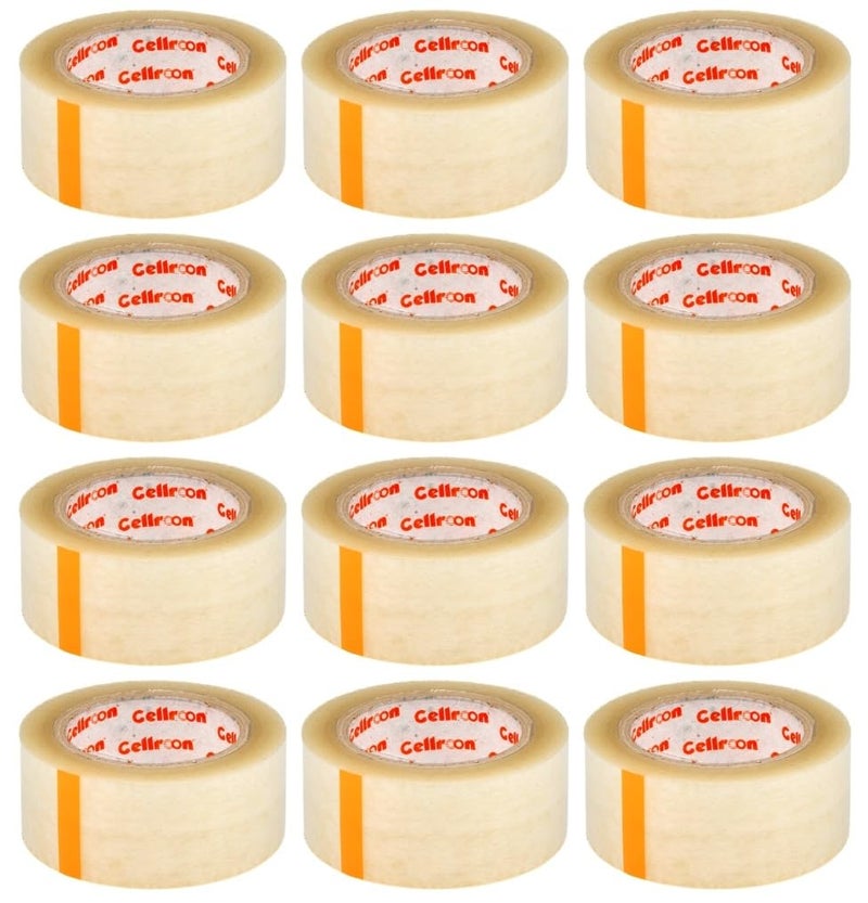 Cellroon Transparent Cello Tape For Packing (2 Inch / 130 Meter) Bopp Self Adhesive Tape Rolls, Packaging Tape For Home, Office, And Industrial Use (Pack of 12) - Image 1