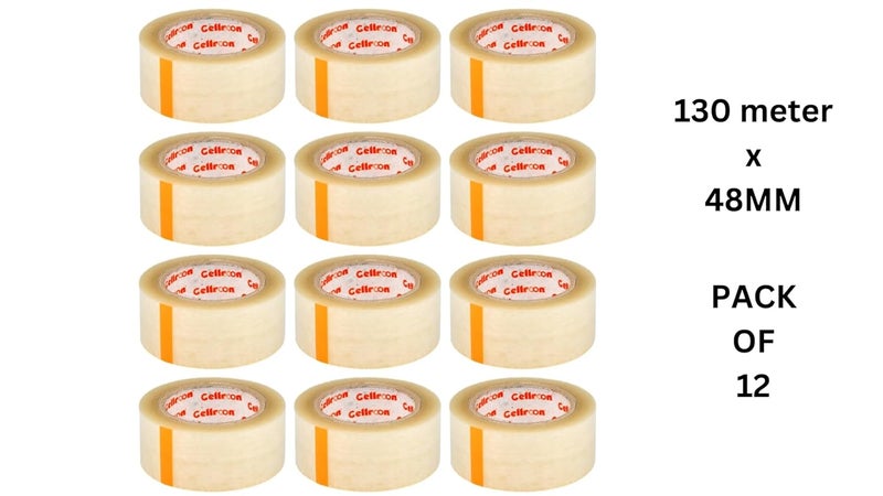 Cellroon Transparent Cello Tape For Packing (2 Inch / 130 Meter) Bopp Self Adhesive Tape Rolls, Packaging Tape For Home, Office, And Industrial Use (Pack of 12) - Image 2