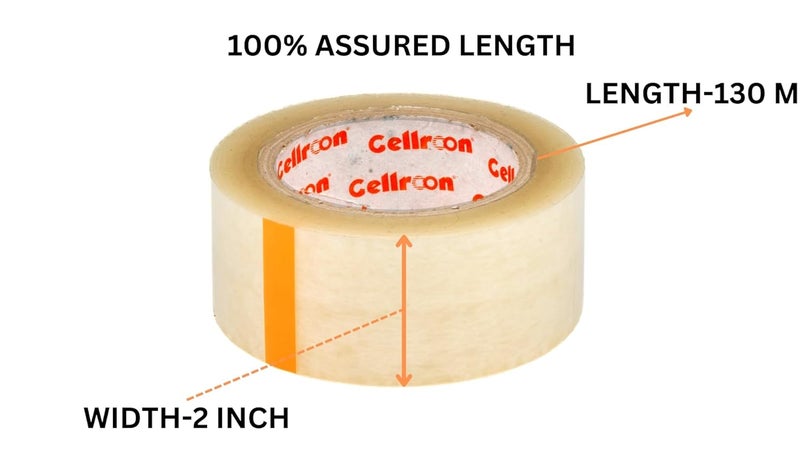 Cellroon Transparent Cello Tape For Packing (2 Inch / 130 Meter) Bopp Self Adhesive Tape Rolls, Packaging Tape For Home, Office, And Industrial Use (Pack of 12) - Image 3
