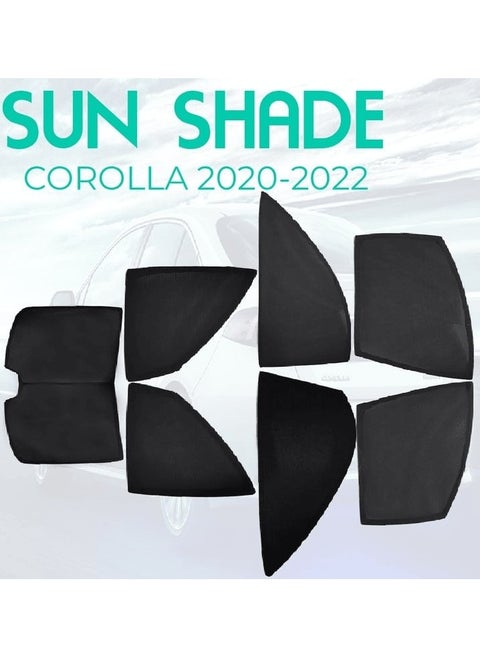 7-Piece Custom Sun Shade Set for TOYOTA COROLLA 2020-2022, Full Window Protection, UV Blocker for Front, Side, and Rear Windows
