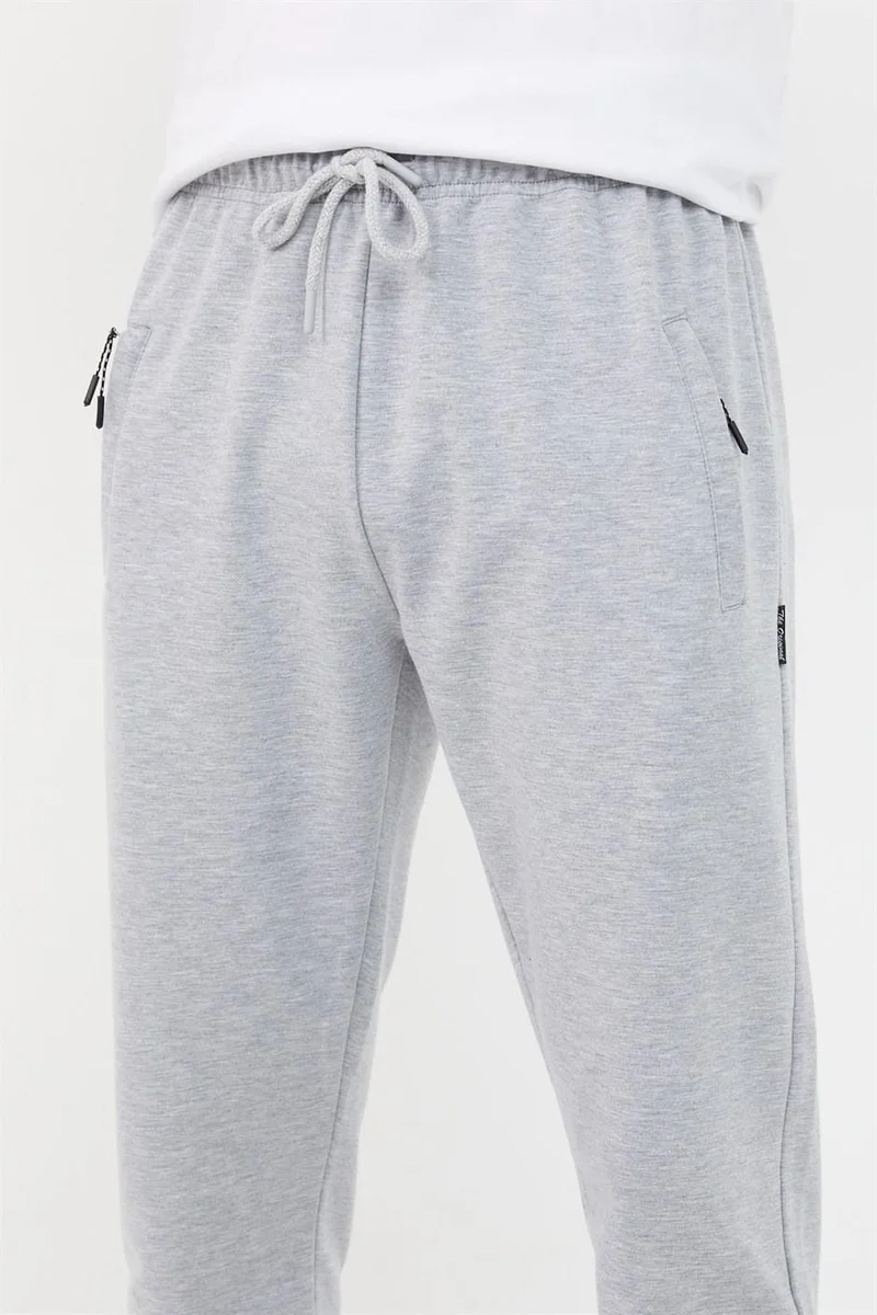 mmetalic Gray Men's Ribbed Leg Pocket Zipper Detailed Sweatpants