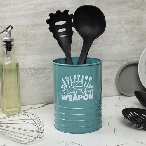 dudki Metal Cutlery Holder & Spoon Stand for Kitchen - Spoon, Knife, Fork, Chopstick, Cutlery Holder Kitchen Organizer Stand Dining Multifunctional Stand Choos Your Weapon (Moss-Green) - Image 5