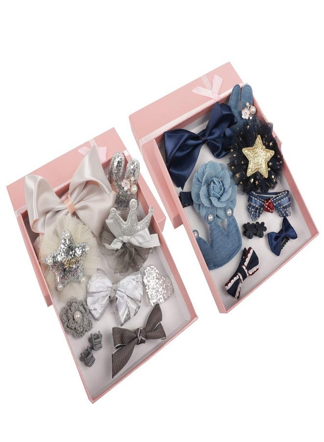 YELLOW BEE Cute Hair Clips Set for Girls - (Silver+Blue) Pack of 2, Girls Hair Accessories for Hair Styling Clips, Perfect for Occasions like Birthday, Parties & Ideal Gift for Girls - Image 1