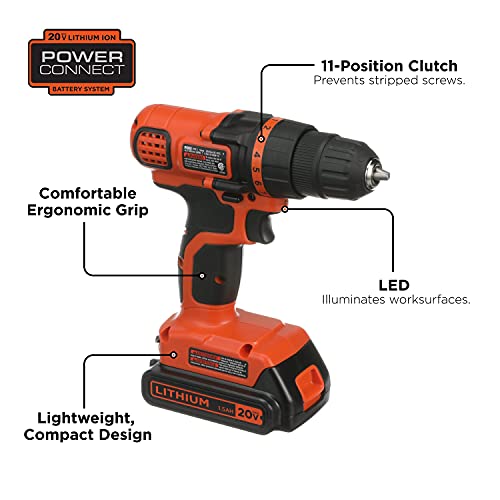 BLACK+DECKER 20V MAX 68-Piece Cordless Drill and Home Tool Project Kit with Tool Storage Bag (LDX120PK) - Image 3