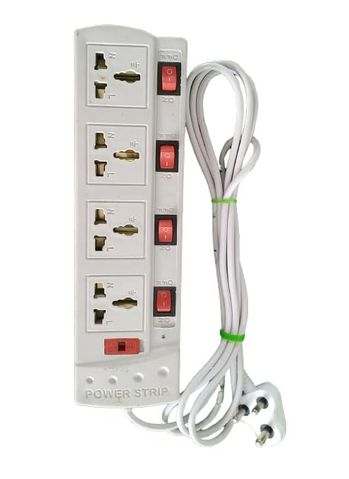 APNA KANHA APNA KANHAExtension Board with Individual Switch 4 Sockets with 2 Meter CablePower Strip Extension Cord  - Image 1