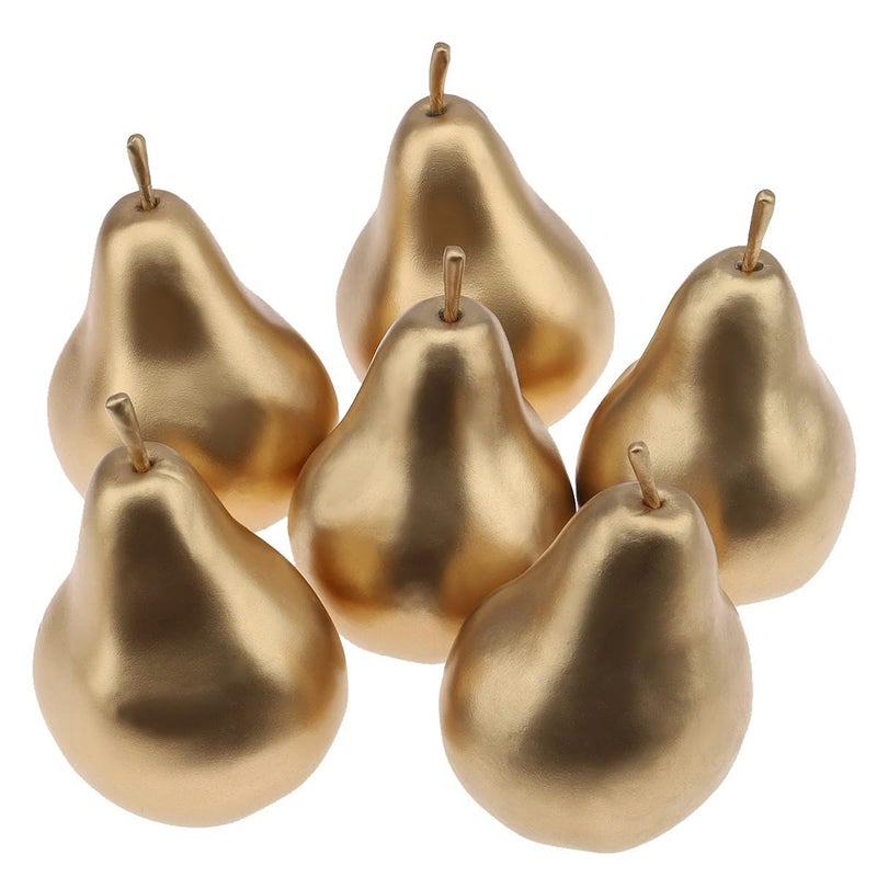 Meiwlong Meiwlong 6 PCS Artificial Realistic Pear Fake Lifelike Display Props Decoration Golden Birthday Party Christmas Faux Simulation Plastic Fruit Garnish Kitchen Festival  - Image 1