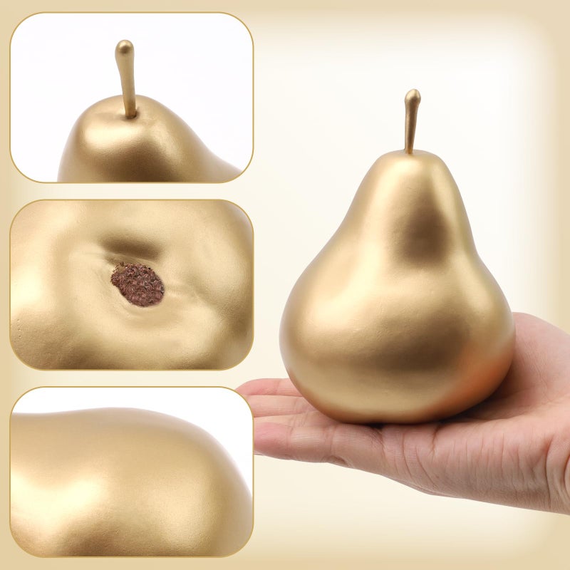 Meiwlong Meiwlong 6 PCS Artificial Realistic Pear Fake Lifelike Display Props Decoration Golden Birthday Party Christmas Faux Simulation Plastic Fruit Garnish Kitchen Festival  - Image 3