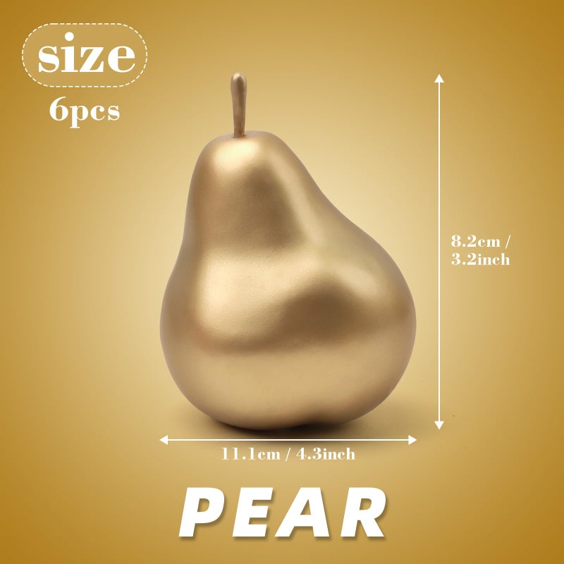 Meiwlong Meiwlong 6 PCS Artificial Realistic Pear Fake Lifelike Display Props Decoration Golden Birthday Party Christmas Faux Simulation Plastic Fruit Garnish Kitchen Festival  - Image 2