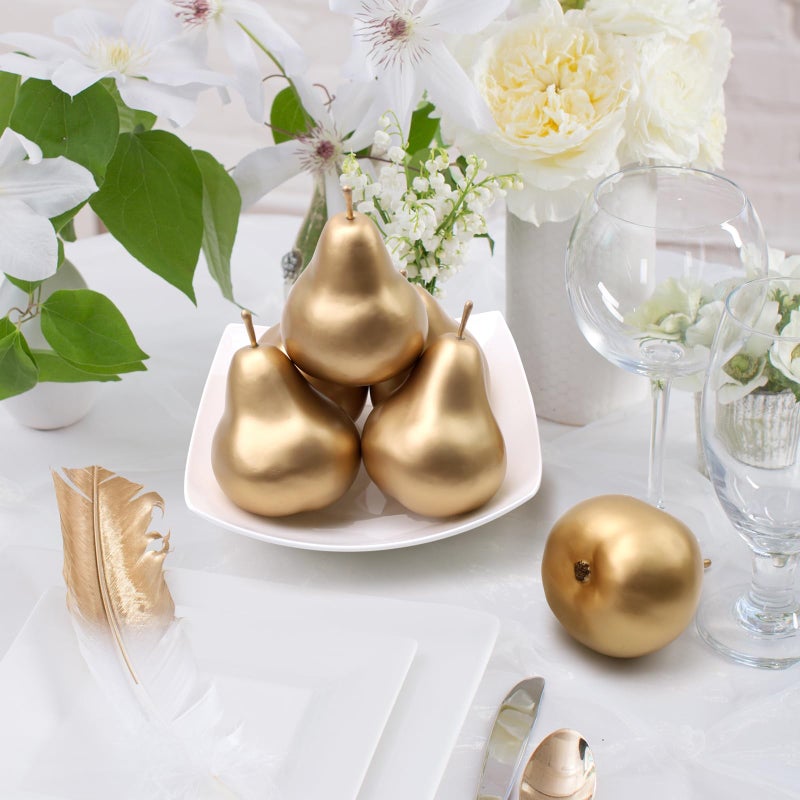 Meiwlong Meiwlong 6 PCS Artificial Realistic Pear Fake Lifelike Display Props Decoration Golden Birthday Party Christmas Faux Simulation Plastic Fruit Garnish Kitchen Festival  - Image 4