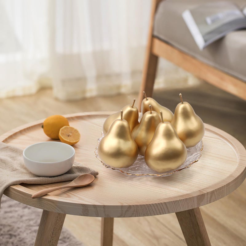 Meiwlong Meiwlong 6 PCS Artificial Realistic Pear Fake Lifelike Display Props Decoration Golden Birthday Party Christmas Faux Simulation Plastic Fruit Garnish Kitchen Festival  - Image 5