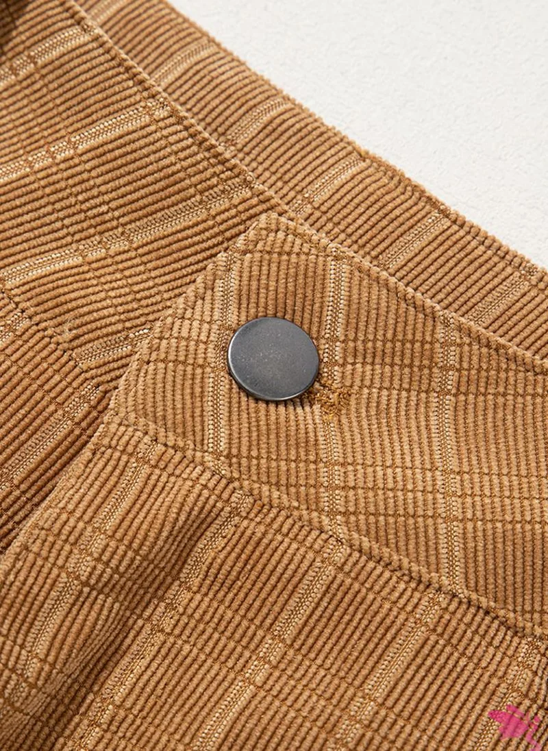 يونيكي Brown  Striped Casual Trousers