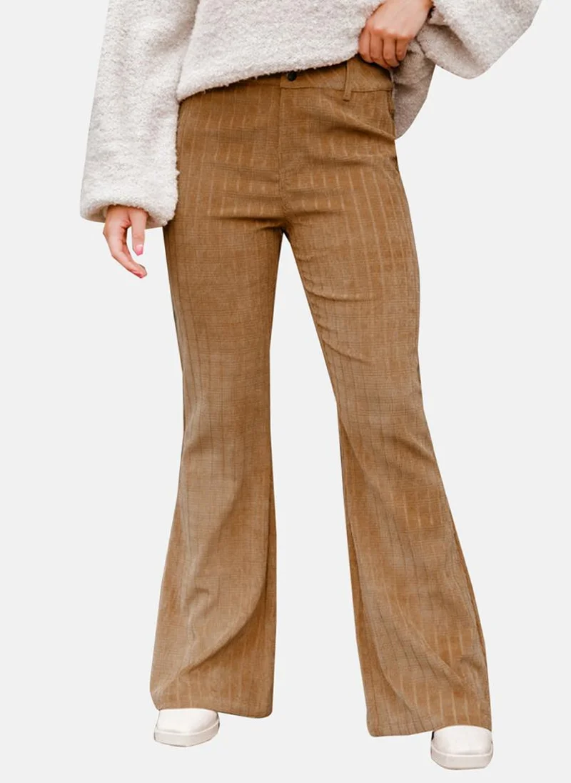 يونيكي Brown  Striped Casual Trousers