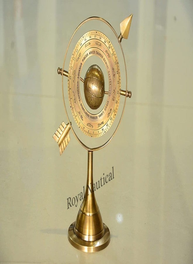 Royal Nautical Antique Astrolabe Brass Sphere 10" Brass Tabletop Armillary Nautical Sphere Globe-Brown Sphere World Globe Metal Base Unique Armillary Sphere Astrolabe Marine - Image 3