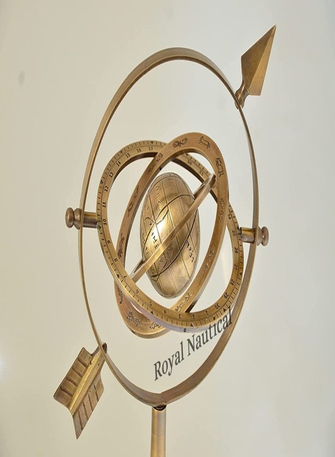 Royal Nautical Antique Astrolabe Brass Sphere 10" Brass Tabletop Armillary Nautical Sphere Globe-Brown Sphere World Globe Metal Base Unique Armillary Sphere Astrolabe Marine - Image 2